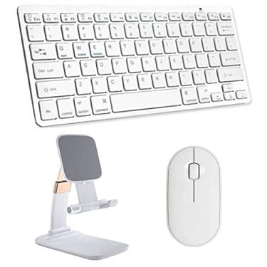 Imagem de Teclado e Mouse Bluetooth, Suporte para iPad 2019 7a Geração 10.2" Branco