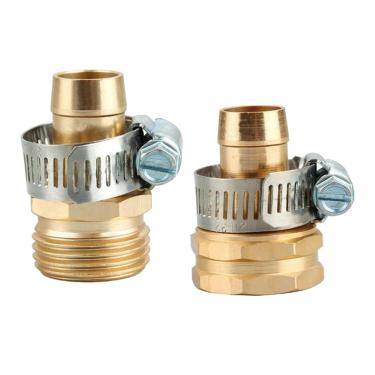 Imagem de Fenteer Kit de reparo de mangueira de latão resistente para jardim, adaptador de conector de mangueira com braçadeira, acessórios de encaixes de bocal de pulverizador - 1,5 cm