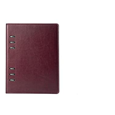 Imagem de Caderno de folhas soltas planejador de negócios, A5 A6 PU couro capa dura Caderno diário, A5 Claret, vermelho, 4 pçs