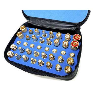 Imagem de GIZWIZ Kit de conector adaptador de teste universal coaxial RF banhado a ouro N F RCA TNC SMA BNC UHF Mini-UHF 40 peças