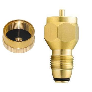Imagem de FengJIN Adaptador de tanque de propano universal mais seguro adaptador de refil de propano para garrafa descartável - acessório de válvula reguladora 100% de latão sólido para todos os cilindros pequenos de 0,5 kg