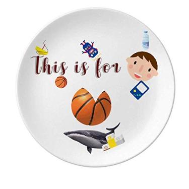 Imagem de Prato de porcelana para nadar baleia de basquete prato redondo menino homem