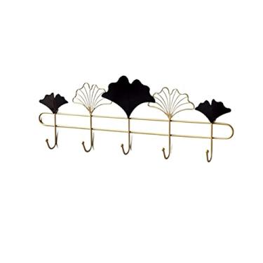 Imagem de KIZQYN Ganchos de casaco cabide montado na parede, cabide de casaco de varanda, cabide de parede de luxo leve, gancho de parede de metal, adequado para casa, café, loja, cabide de parede de escritório (cor: latão)