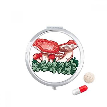 Imagem de Linda caixa de comprimidos com ilustração de cogumelo venenoso vermelho, caixa de armazenamento de medicamentos, dispensador de recipiente