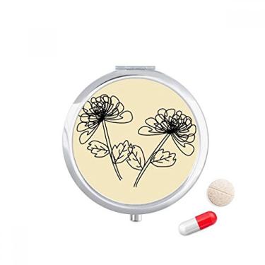 Imagem de Caixa de comprimidos com ilustração de linha de crisântemo desenhado à mão, caixa de armazenamento de medicamentos, dispensador de recipiente
