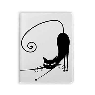 Imagem de Caderno de capa macia com desenho de gato preto para Halloween com silhueta de animal