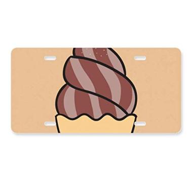 Imagem de DIYthinker Placa de licença de chocolate com aveia doce sorvete decoração de aço inoxidável para automóveis
