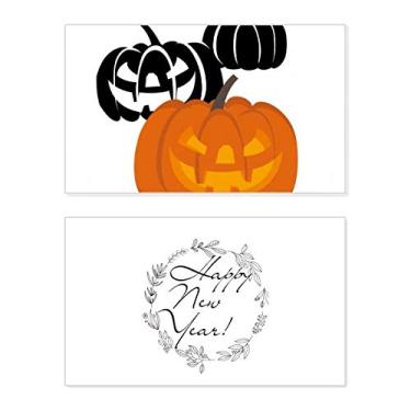 Imagem de Três abóboras Halloween Hallowmas Ano Novo Festival Cartão de felicitações Bless Mensagem presente