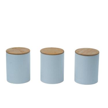 Imagem de Kit 3 potes dolomita com tampa de bambu zig zag 1,2l - Oikos