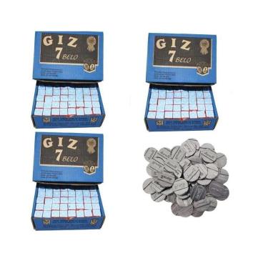Imagem de Kit 3 Cx Giz Azul + 300 Ficha Jaymos Sinuca Bilhar Bar
