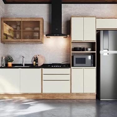 Imagem de Cozinha Modulada 5 Peças 9 Portas 3 Gavetas com Divisor de Talheres 1 Nicho para Forno Viena Edez Louro Freijó/argila