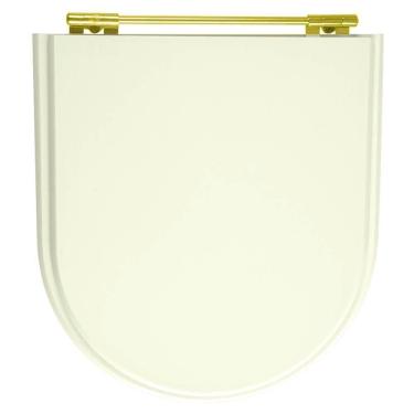Imagem de Assento Sanitario Poliester Calypso Biscuit Para Vaso Incepa Com Ferragem Dourada