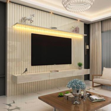 Imagem de Home Para Tv Ripado Com Led Nobre 230 Off White - Gelius
