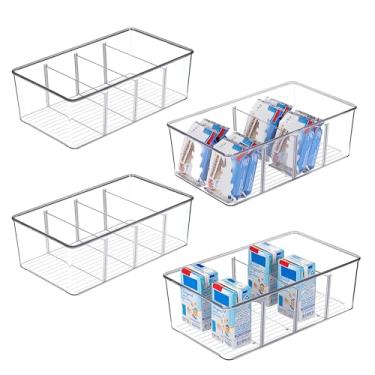 Imagem de Vtopmart Pacote com 4 caixas organizadoras de alimentos, caixas de plástico transparente para despensa, cozinha, geladeira, organização e armazenamento de armários, 4 pacotes de porta-compartimentos,