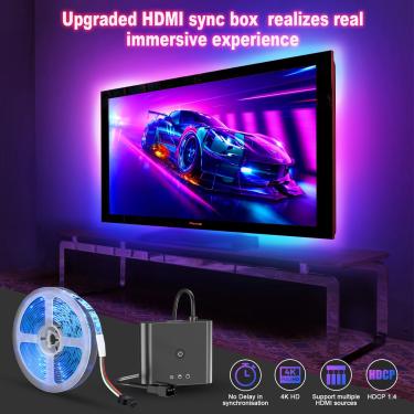 Imagem de Smart Ambient TV LED Backlight  Aparelhos 4K Hdmi  Sync Doos  Strip Verlicting Kit  WiFi  Controle