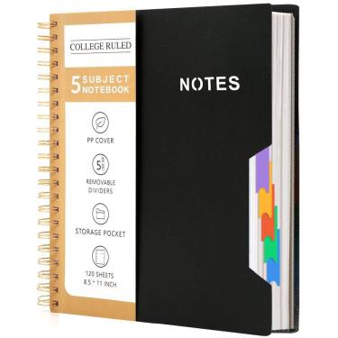 Imagem de Caderno CAGIE 5 Subject College Ruled 21,6 x 27,9 cm 240 páginas