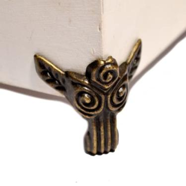 Imagem de 12 peças de caixa de madeira bronze vintage pernas de metal caixa de joias decorativa pés cobre rosa forma flor suporte pé antigo retro presente protetor de canto tamanho pequeno (comprimento: