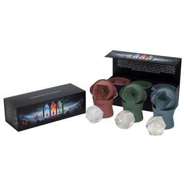 Imagem de FREEZE FORMS DND Dice Conjunto de moldes grandes para cubos de gelo | Moldes de gelo de silicone grandes D20, D12 e D10 para jogadores TTRPG | Molde de dados DND de 7,6 cm para congelador | Moldes de