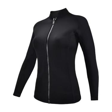 Imagem de REALON Jaqueta feminina masculina de neoprene de manga comprida de 2 mm, colete com zíper frontal de 3 mm, roupa molhada, mantém aquecido para adultos, jovens, crianças, mergulho, surfe, natação,