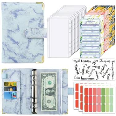 Imagem de Joucien Caderno de folhas soltas com padrão de mármore A6, clipe de folha solta de couro PU Ledger-Mármore + protetores de canto: conjunto roxo