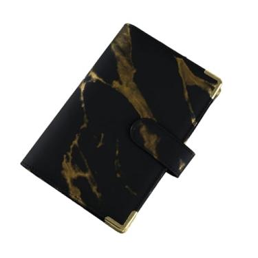 Imagem de Joucien Caderno de folhas soltas com padrão de mármore A6, clipe de folha solta de couro PU Ledger-Mármore + protetor de canto: preto (concha única)