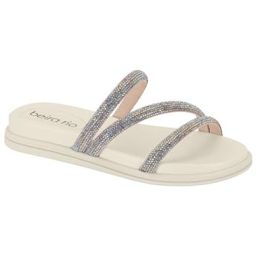 Imagem de Tamanco Feminino Casual Papete Tiras com Strass Beira Rio 8488.108