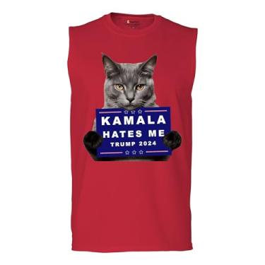 Imagem de Camiseta masculina Kamala Hates Me Trump 2024 Muscle Cat Republican Pet Anti Harris Vote Red MAGA Kitten 47 Fight, Vermelho, M