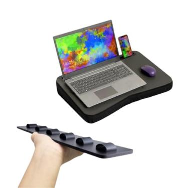 Imagem de Suporte Para Notebook Base em Espuma Mesa de Colo + Porta Óculos Couro de Parede. Dois Produtos! Praticidade em Dobro. Combo.
