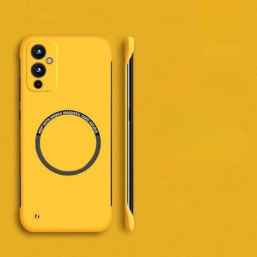 Imagem de Capa de telefone magnética sem moldura de PC rígido para Oneplus 10 Pro 9R 9RT 10R 10T 11 9 8T 7T 8 7 Pro Capa fina fosca, amarela, para 8