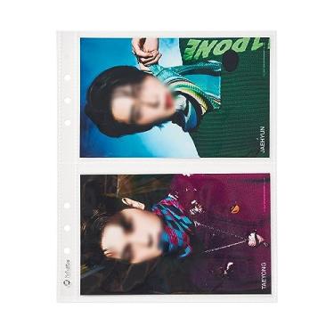 Imagem de hihaba Wide A5 dupla face, 2 bolsos (6 x 4), 10 folhas, 12 tipos de capas de bolso cristalinas, páginas de refil de álbum de fotos para fichário de 6 argolas