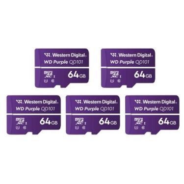 Imagem de Cartão de Memória Micro-SD P/ Segurança 64GB - 5 Unidades - Western Di