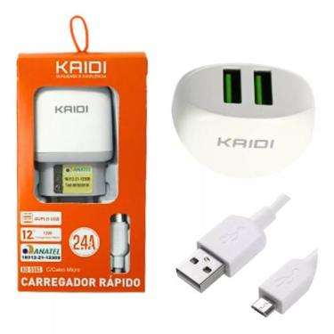 Imagem de Carregador Rápido Completo Com Cabo Micro Usb V8 12W 2.4A Kaidi KD-556