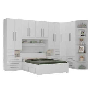 Imagem de Quarto de Casal de Canto e com Cama Baú 1344 Branco - Móveis Ilan