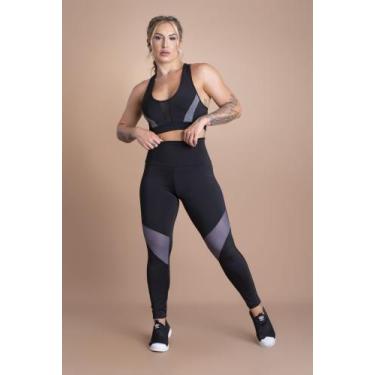 Imagem de Conjunto Feminino Fitness Academia Calça Legging Cintura Alta Detalhe 