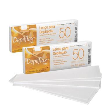 Imagem de Kit 100 Lenços para Depilação Fibra Natural Depilação Depilflax 50 Uni