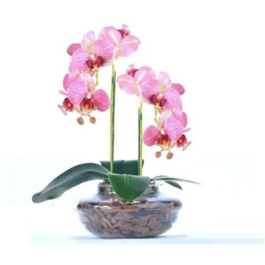 Imagem de Arranjo 2 Orquídeas Artificiais Rosa em Ikebana De Vidro Lari - Vila d