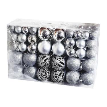 Imagem de Kit C/100 Bolas de Natal Lisas/Foscas/Glitter - Fact, Cinza claro