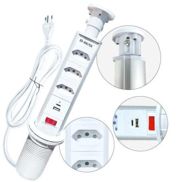 Imagem de Torre Tomada de Embutir Retrátil 20A com USB e Tipo C Segurança e Prat