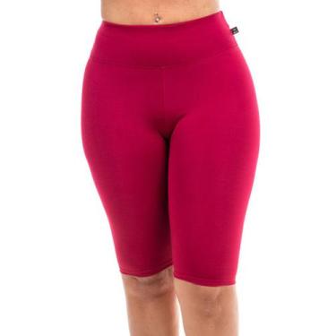 Imagem de Bermuda Plus Size Suplex Wolfox Cintura Alta Feminina, Mulher, Vinho, 