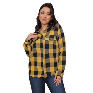 Imagem de Camisa blusa xadrez feminina manga longa barata sku:cfx10 - R.S MODAS,