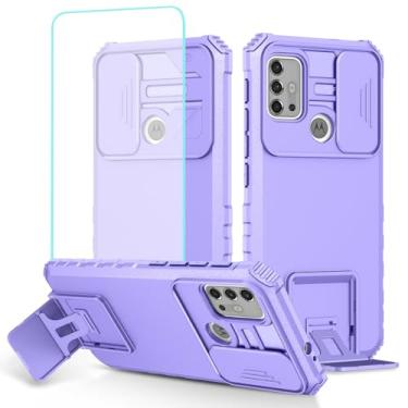 Imagem de Tothedu Capa para Moto G30/Moto G10/Moto G20 XT2129-1 XT2127-2 com protetor de tela de vidro temperado e capa de câmera deslizante, capa protetora de telefone resistente com suporte para Motorola Moto