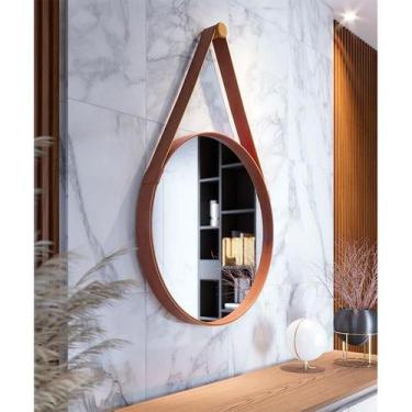 Imagem de Espelho Decorativo para Sala de Estar Ambiente Aqua 60cm Marrom - Imca