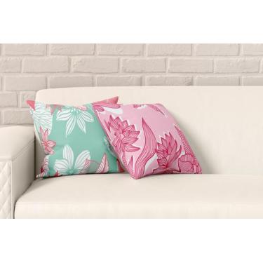 Imagem de Kit 2 Almofadas com Enchimento Tropical Leaves Flores e Folhas - Core 