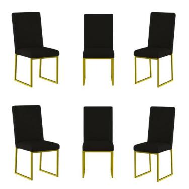 Imagem de Kit 6 Cadeiras Estofadas Base de Ferro Para Mesa De Jantar - Balaqui D