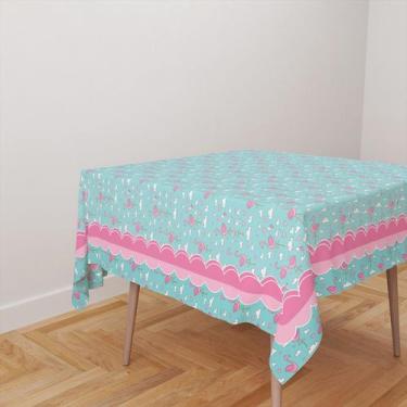 Imagem de Toalha De Mesa Quadrada 4 Lugares Tecido Oxford Flamingo Rosa TL24 - 1