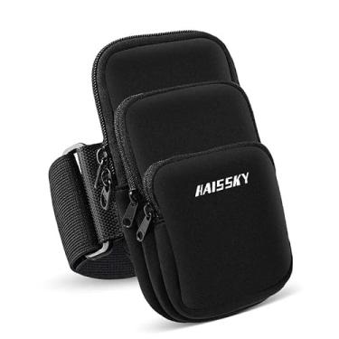 Imagem de NITMTYOU Suporte de Braçadeira para Telefone de Corrida com 3 Bolsos para Iphone 15 14 Pro Max 13 Plus 12 11 Xs Xr X 8 7 Galaxy S23 Bolsa para Cartão-Chave, Faixas de Braço Esportivas para Telefone Ce