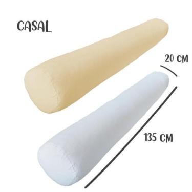 Imagem de Kit 02 Capas para Rolo de Cabeceira Casal 135x20cm Branca e Cru Arruma