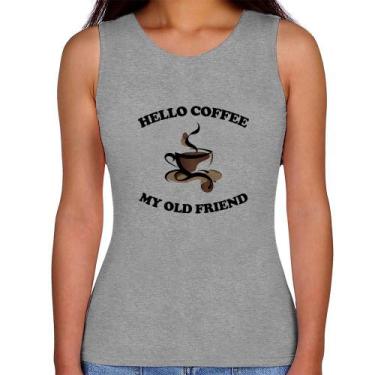 Imagem de Regata Feminina Hello coffee my old friend - Foca na Moda, Cinza, M