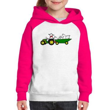 Imagem de Moletom Infantil Fazendeiro - Foca na Moda, Branco, Rosa, 2