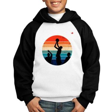 Imagem de Moletom Infantil Basquete Vintage Sunset - Foca na Moda, Branco, Preto